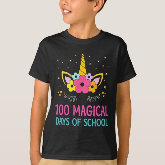 女の子のための幼稚園の日100魔法の日1 Tシャツ (正面)