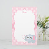 女の子のための愛のかわいいベビー象 便箋 (スタンド正面)