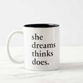 、-女の子のための感動的なギフト夢を見て下さい、考えて下さい ツートーンマグカップ