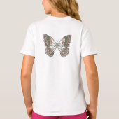 女の子のための手描きの蝶 Tシャツ (裏面)
