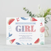 女の子のための星とストライプ共同ベビーシャワー 招待状 (スタンド正面)