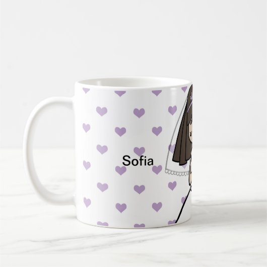 女の子のための最初の聖餐式の名前mag コーヒーマグカップ (左)
