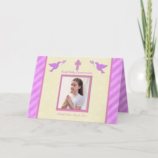 女の子のための最初聖餐のサンキューカード サンキューカード (正面)