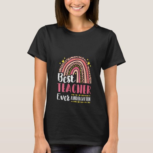 女の子のための最高の先生 幼稚園 レインボー 裏 Tシャツ (正面)