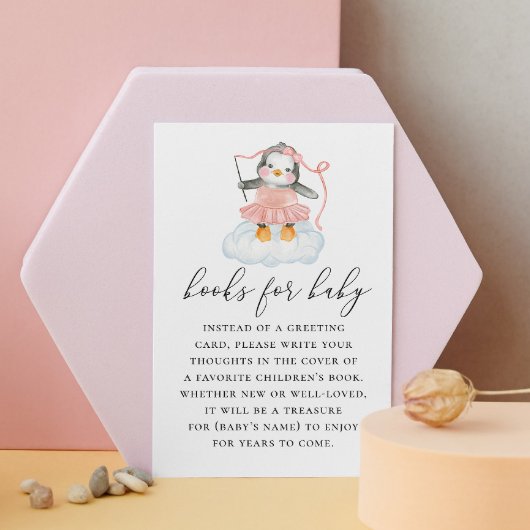 女の子のための本を持って来なさい。かわいいペンギン動物 エンクロージャーカード