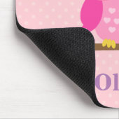 女の子のための枝のかわいくガーリーなピンクのフクロウ マウスパッド (コーナー)