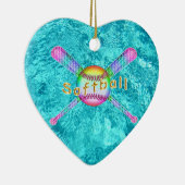 女の子のための極度のかわいいソフトボールのパーティの記念品 セラミックオーナメント (右)