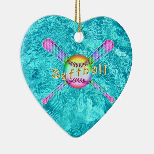 女の子のための極度のかわいいソフトボールのパーティの記念品 セラミックオーナメント (右)