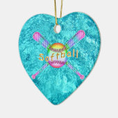 女の子のための極度のかわいいソフトボールのパーティの記念品 セラミックオーナメント (左)