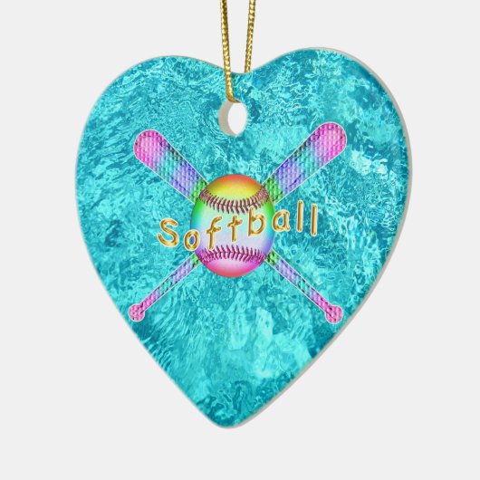 女の子のための極度のかわいいソフトボールのパーティの記念品 セラミックオーナメント (左)
