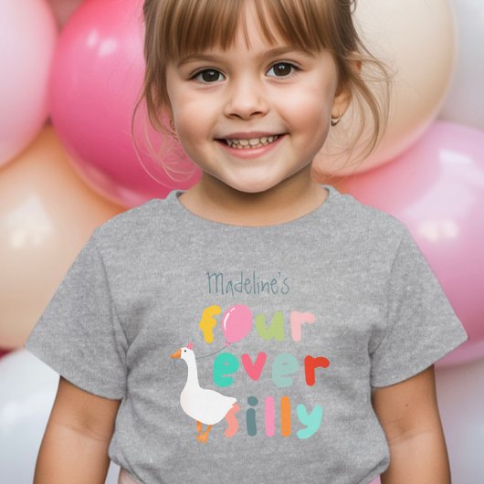 女の子のための永遠のシリー・ファーム・ガチョウ 4歳の誕生日 トドラーTシャツ