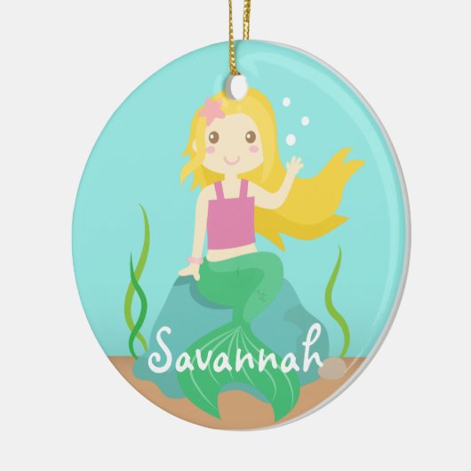 女の子のための海からのかわいい人魚、 セラミックオーナメント (左)