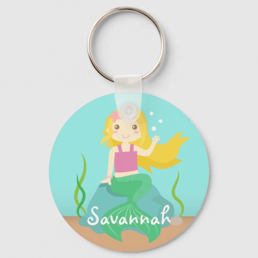 女の子のための海のキュートな人魚 キーホルダー (正面)