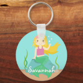 女の子のための海のキュートな人魚 キーホルダー (正面)