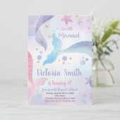 女の子のための海のパーティーカードの下で編集可能 招待状 (スタンド正面)