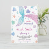 女の子のための海のパーティーカードの下で編集可能 招待状 (スタンド正面)