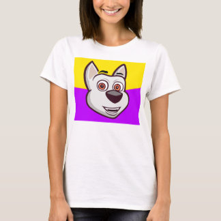 女の子のための犬のチャーリーの私の話すTシャツ(紫色) Tシャツ