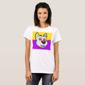 女の子のための犬のチャーリーの私の話すTシャツ(紫色) Tシャツ (正面フル)