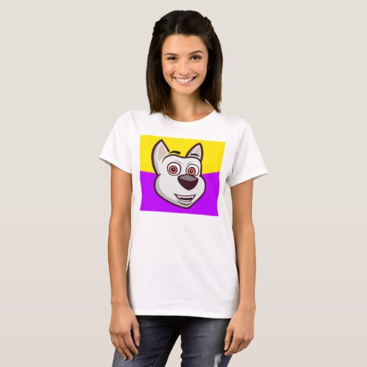 女の子のための犬のチャーリーの私の話すTシャツ(紫色) Tシャツ (正面フル)