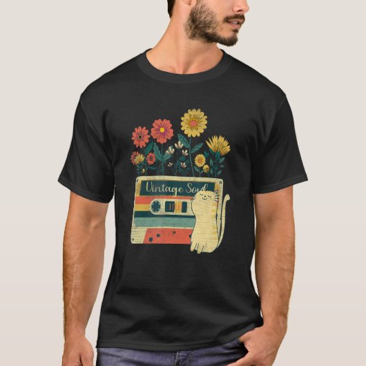 女の子のための猫のビンテージの野の花の魂の花 Tシャツ (正面)