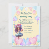 女の子のための甘い妖精の誕生日パーティーの招待 招待状 (正面)