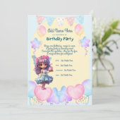 女の子のための甘い妖精の誕生日パーティーの招待 招待状 (スタンド正面)