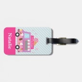 女の子のための甘い紫色のピンクのアイスクリームのトラック ラゲッジタグ (裏面横)