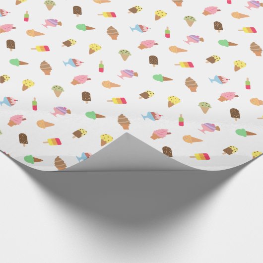 女の子のための甘くカラフルなアイスクリームパターン ラッピングペーパー (角)