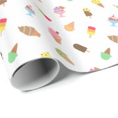 女の子のための甘くカラフルなアイスクリームパターン ラッピングペーパー (ロールコーナー)