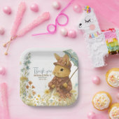 女の子のための白い小さなウサギの赤ちゃんシャワー ペーパープレート (パーティー)