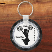 女の子のための白黒および安の銀の応援のギフト キーホルダー (正面)