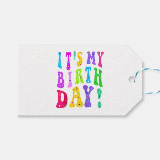 女の子のための私の誕生日レトログルービー ギフトタグ (正面(横))
