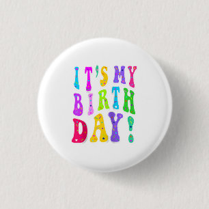 女の子のための私の誕生日レトログルービー 缶バッジ