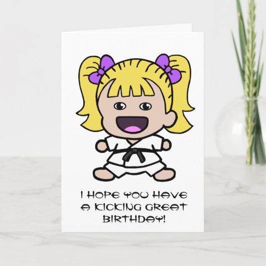 女の子のための空手のバースデー・カード カード (正面)