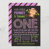 女の子のための第1誕生日の招待状をまねて下さい 招待状 (正面/裏面)