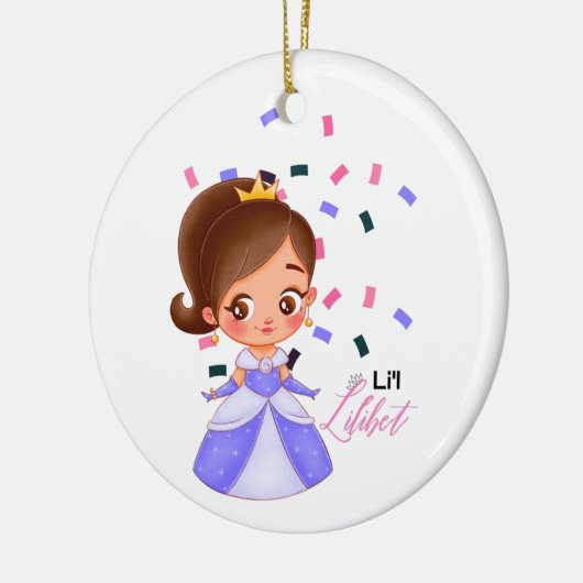 女の子のための紫のプリンセスギフトと名付けられたリリベット セラミックオーナメント (左)