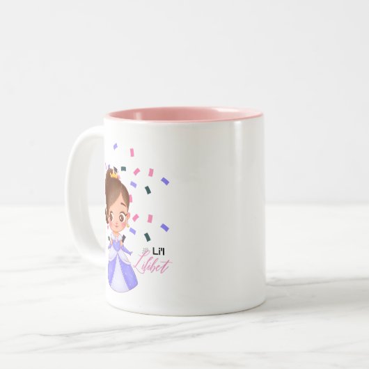 女の子のための紫のプリンセスギフトと名付けられたリリベット ツートーンマグカップ (正面左)