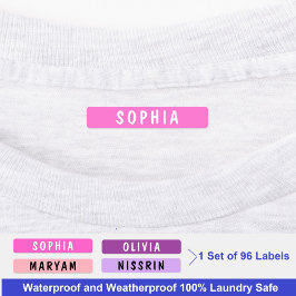 女の子のための紫色のピンクの防水ラベル | 名前のクロス ラベル