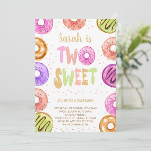 女の子のための編集可能な2番目の誕生日パーティー招待状 招待状 (スタンド正面)