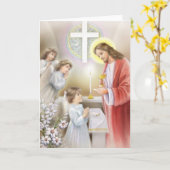 女の子のための聖餐の確認 カード (黄色い花)