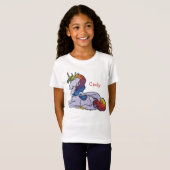 女の子のための虹のユニコーンのワイシャツ Tシャツ (正面フル)