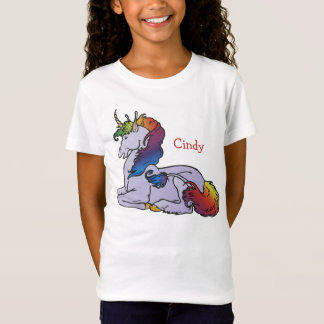 女の子のための虹のユニコーンのワイシャツ Tシャツ