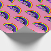 女の子のための虹の下の可愛い赤ちゃんクマ ラッピングペーパー (角)