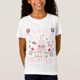 女の子のための誕生日お祝いデザインTシャツ Tシャツ