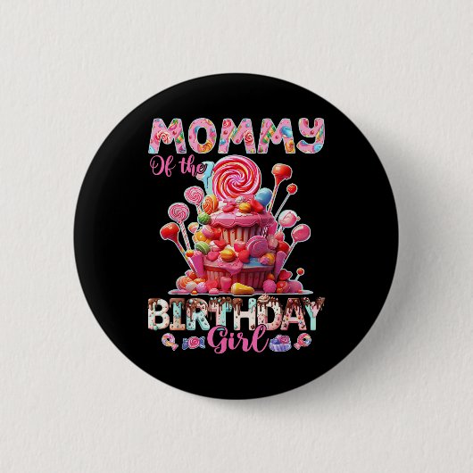 女の子のための誕生日のママ甘いお菓子マッチン 缶バッジ (正面)