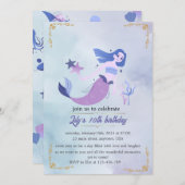 女の子のための誕生日の招待 (正面/裏面)