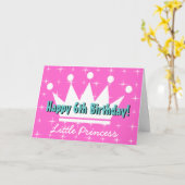 女の子のための誕生日グリーティングカード | プリンセス クラウン カード (黄色い花)
