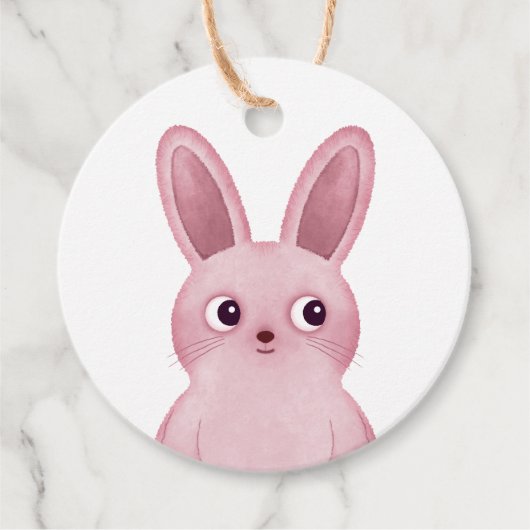 女の子のための誕生日パーティーのためのピンクのバニーラベル フェイバータグ (正面)