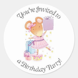 女の子のための誕生日パーティーのシール ラウンドシール