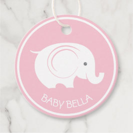 女の子のための象とベビーシャワーラベル フェイバータグ
